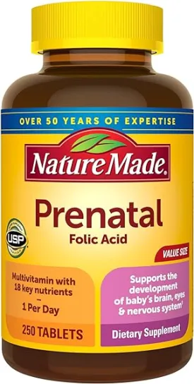 Nature Made Prenatal Multivitamin with Folic Acid, Prenatal Vitamin and Mineral Supplement for Daily Nutritional Support, 250 Tablets, 250 Day Supply in Pakistan