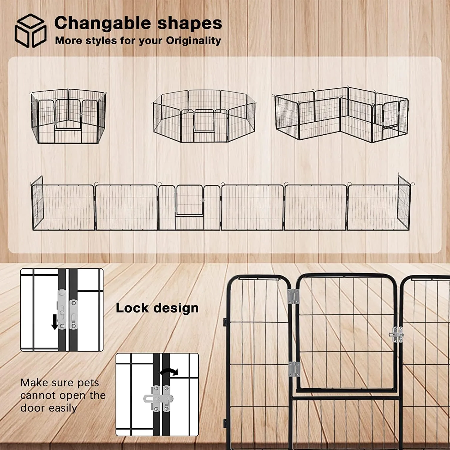 OFIKA Heavy Duty Metal Dog Playpen for Medium/Small Animals, 16 Panels 24Height x 27" Width, Dog Fence Exercise Pen with Doors, Pet Puppy Outdoor Playpen Pen for Outdoor, Indoor, RV, Camping, Yard
