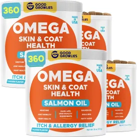 Omega 3 Alaskan Fish Oil Treats for Dogs (720 Ct) Bundle - Dry&Itchy Skin Relief   Allergy Support - Shiny Coats - EPA&DHA Fatty Acids - Natural Salmon Oil Chews, Heart, Brain, Hip&Joint Support