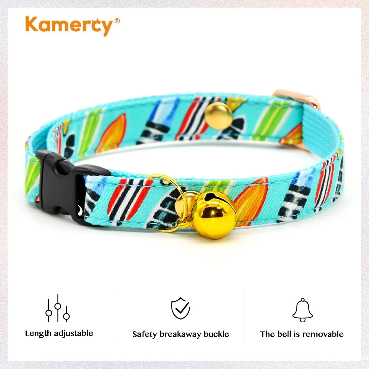 Paddleboard Cat Collar, Safety Breakaway Kitten Collar, XXS (6" - 10")