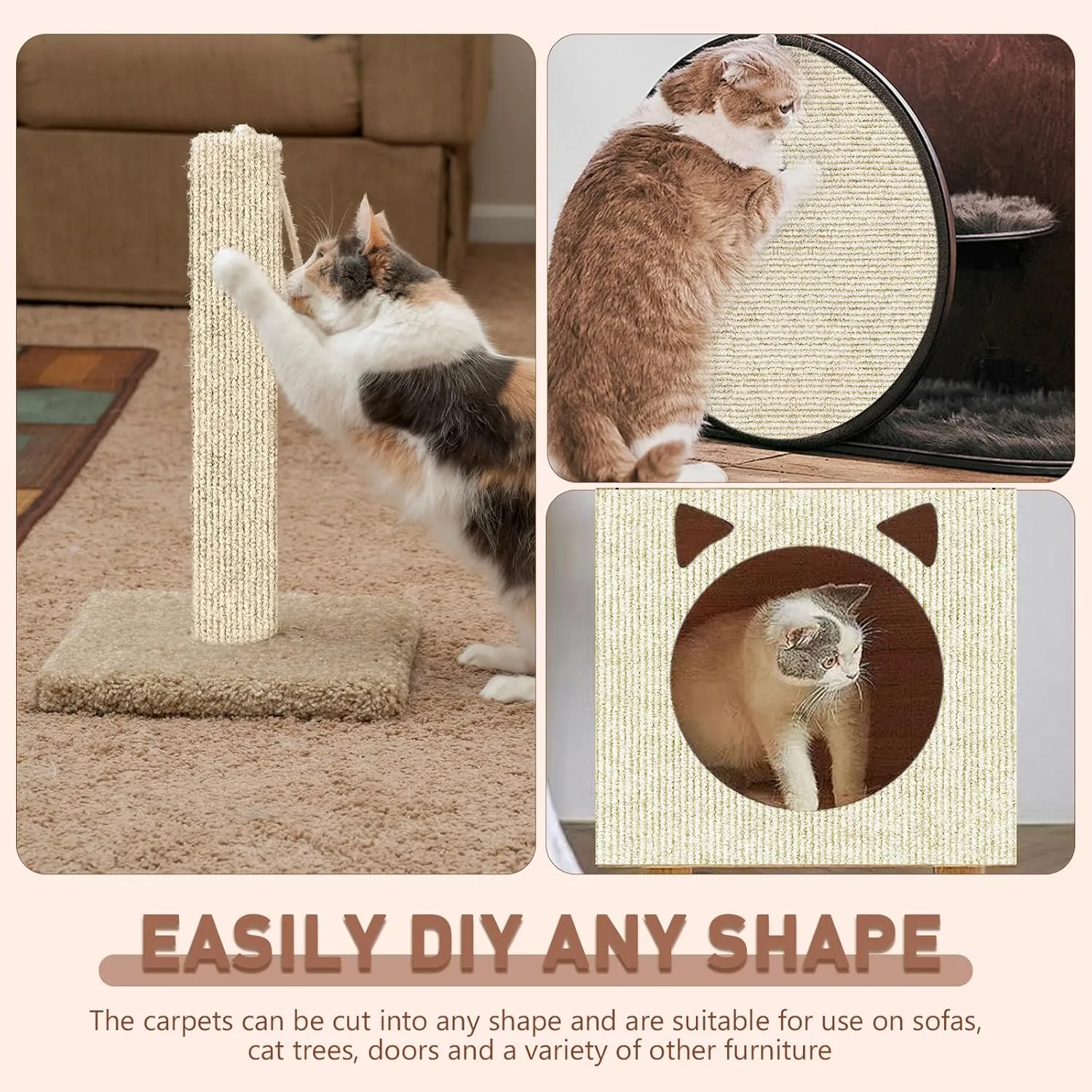 pawstrip Cat Scratching Mat 78.7''x15.8'' Self-Adhesive Cat Scratch Furniture Protector Trimmable Couch Protector from Claws DIY Climbing Carpet Indoor Corner Scratcher for Wall, Sofa, Door, Chair