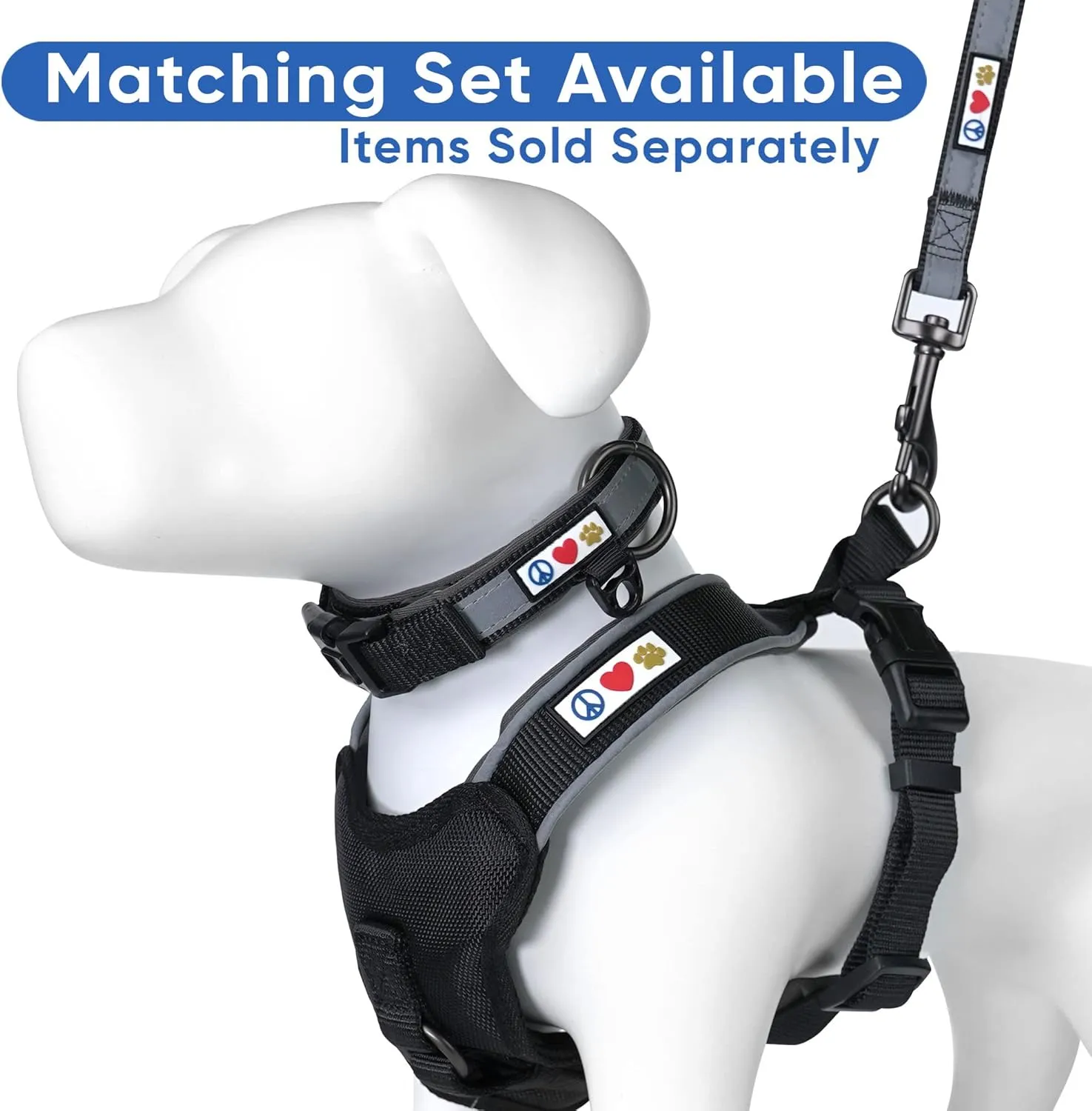 Pawtitas Reflective Dog Harness - Padded, Comfortable Control for Walks or Runs - XS, Black
