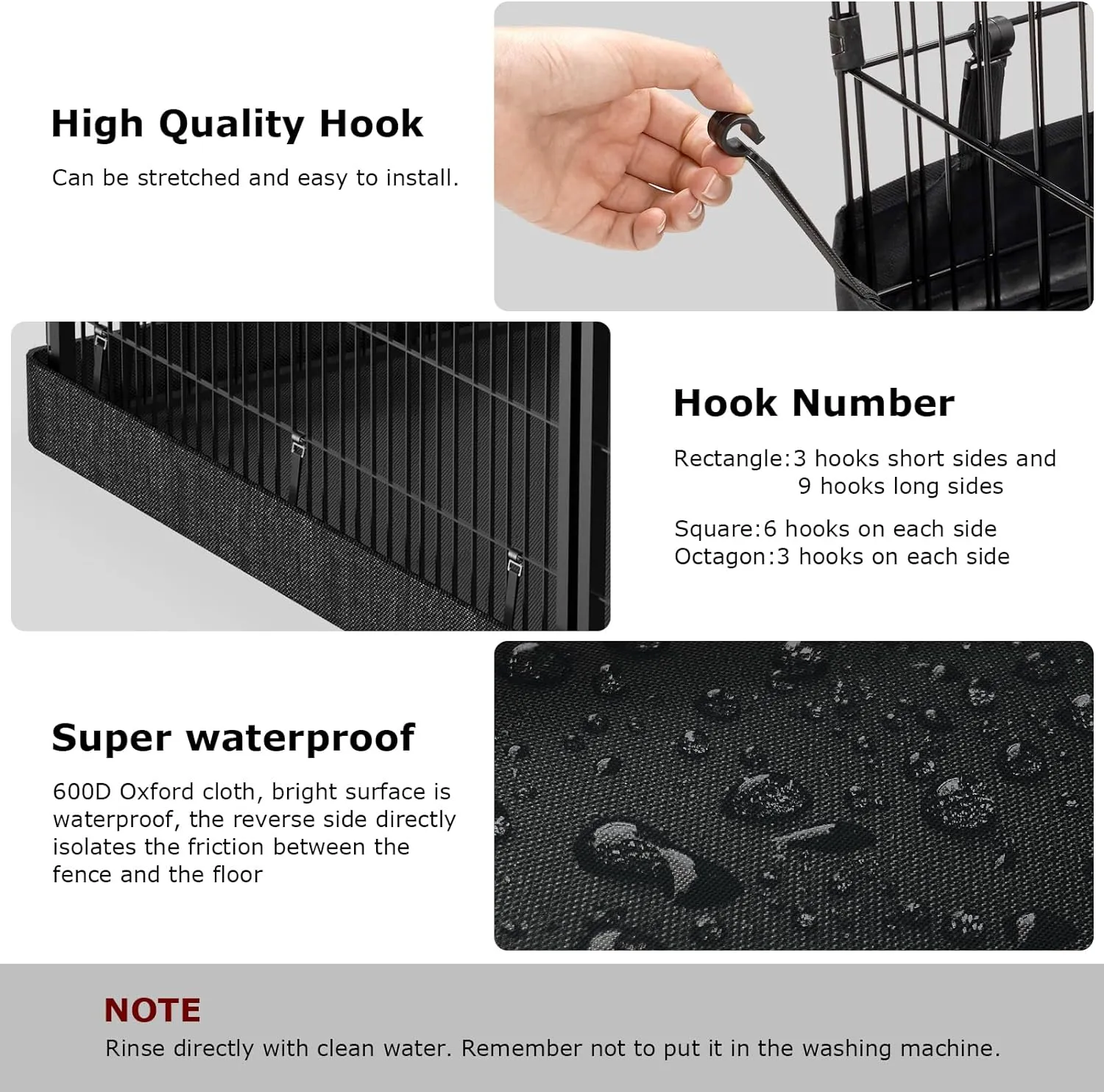 PJYuCien Rectangle Playpen Bottom Pad- Stabilize The Dog Play Pen, Fits 8 Panels 24" Width Metal Dog Playpen -24"x72" Assembly Size 600D Oxford Cloth Waterproof Playpen Bottom (Only Bottom Pad)