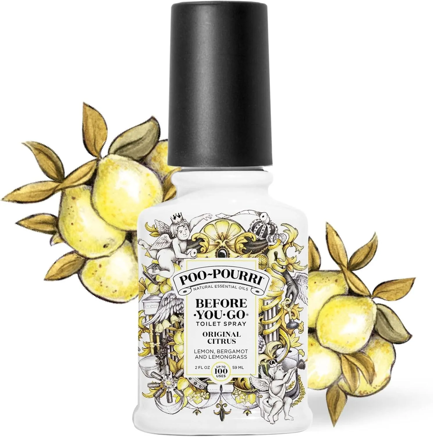 Poo-Pourri Before-You-Go Toilet Spray, Original Citrus Bundle, 2 Fl Oz   Refill Bottle 16 Fl Oz - Lemon, Bergamot and Lemongrass