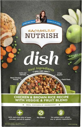 Rachael Ray Nutrish Dish Premium Dry Dog Food, Chicken & Brown Rice Recipe with Veggies & Fruit, 23 Pounds