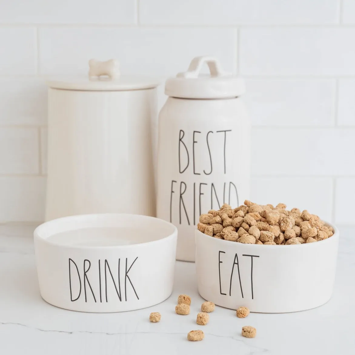 Rae Dunn Artisan "DRINK" 6" Pet Bowl