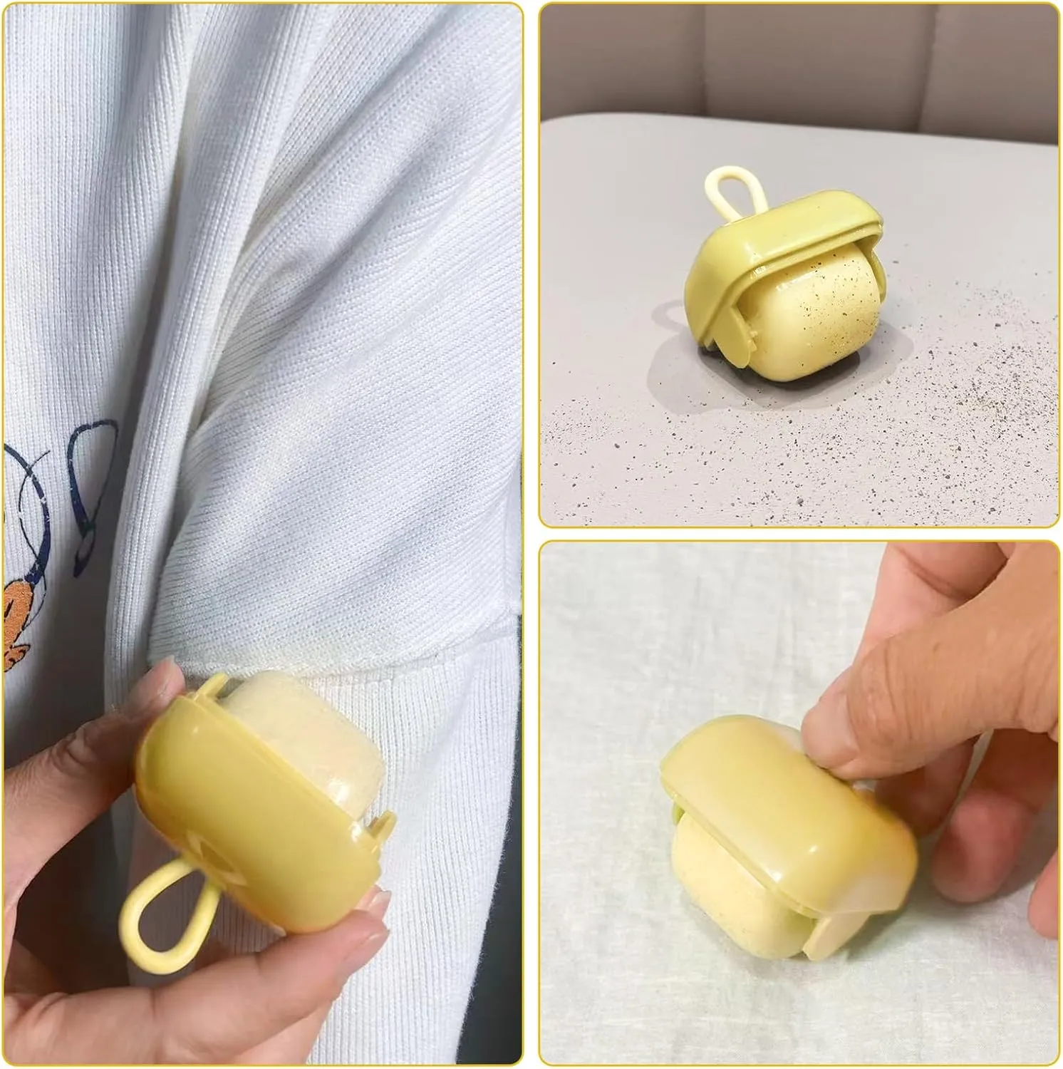Reusable Lint Roller Washable Mini Sticky Roller Portable Remover for Clothes, Sofa, Car & Travel Pet Hair Removal Tool (Beige 1Pack)