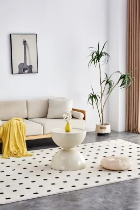 Round Coffee Table with Moveable Table Top and Cat Bed, Elegant Design for Modern Living Spaces, Milk White