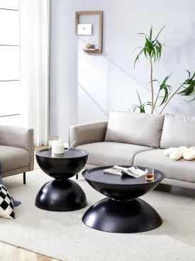Round Coffee Tables with Integrated Cat Bed, Movable Table Top, Multifunctional End Side Table, Modern Design, Matt Black