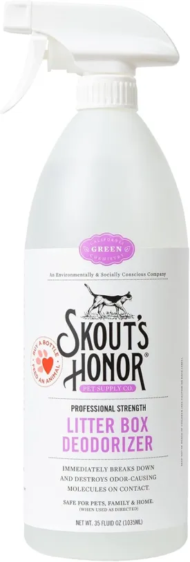 SKOUT'S HONOR Cat Litter Box Deodorizer - Professional Strength, Breaks Down and Destroys Offensive Odors, Eco-Friendly, Cruelty-Free, 35 oz