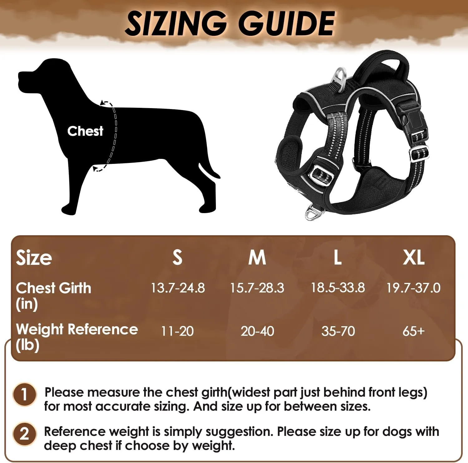 SlowTon No Pull Dog Harness, Heavy Duty No Choke Pet Harness with 2 Leash Clips and Easy Control Vertical Handle, Adjustable Soft Padded Dog Vest for Small, Medium and Large Dogs(Black,X-Large)