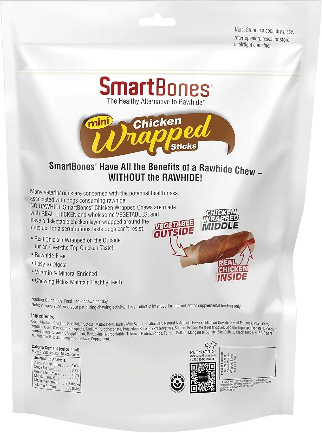 SmartBones Chicken-Wrapped Sticks, Treat Your Dog to a Rawhide-Free Chew Made with Real Chicken and Vegetables