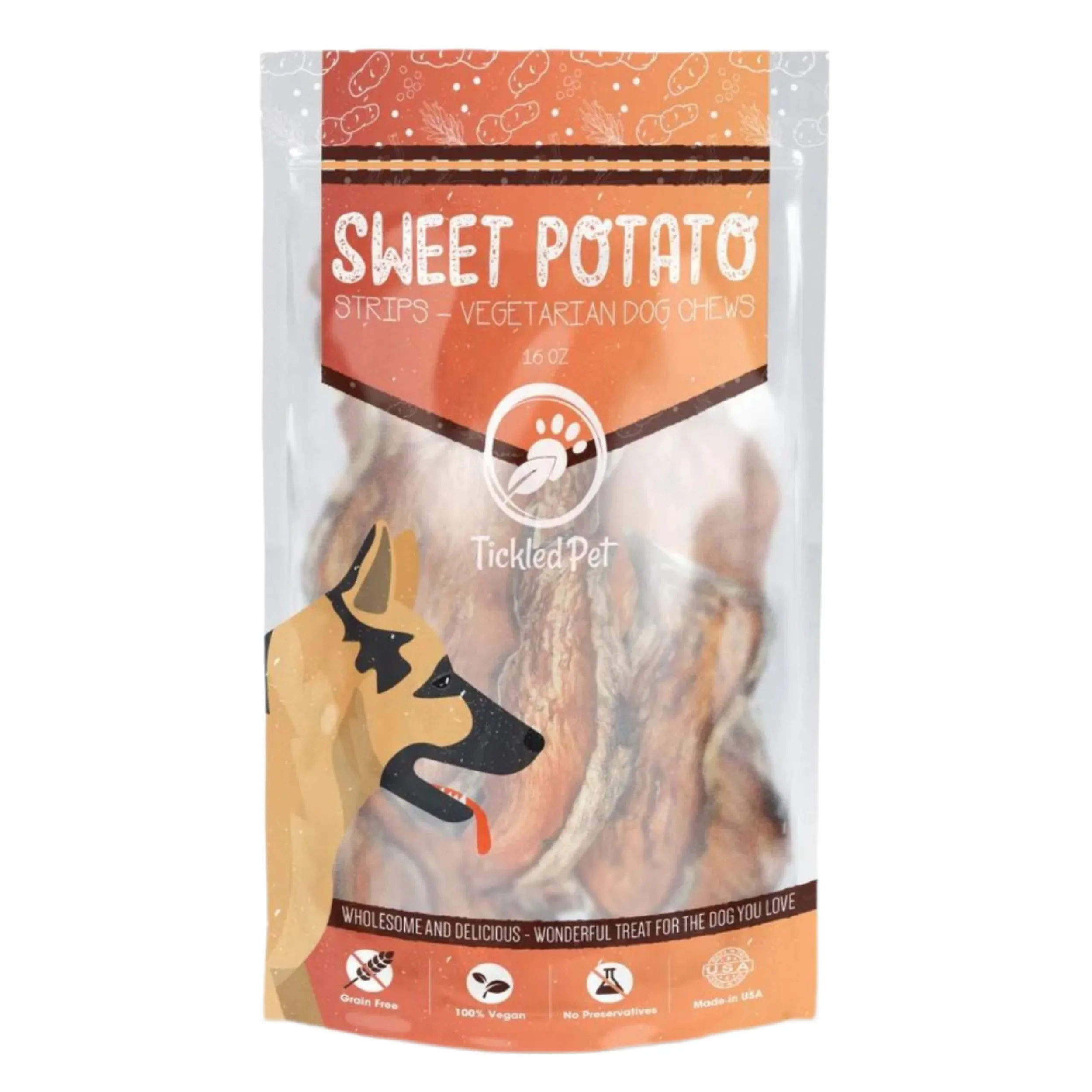 Tickled Pet Dog Sweet Potato Chews Strips 16oz