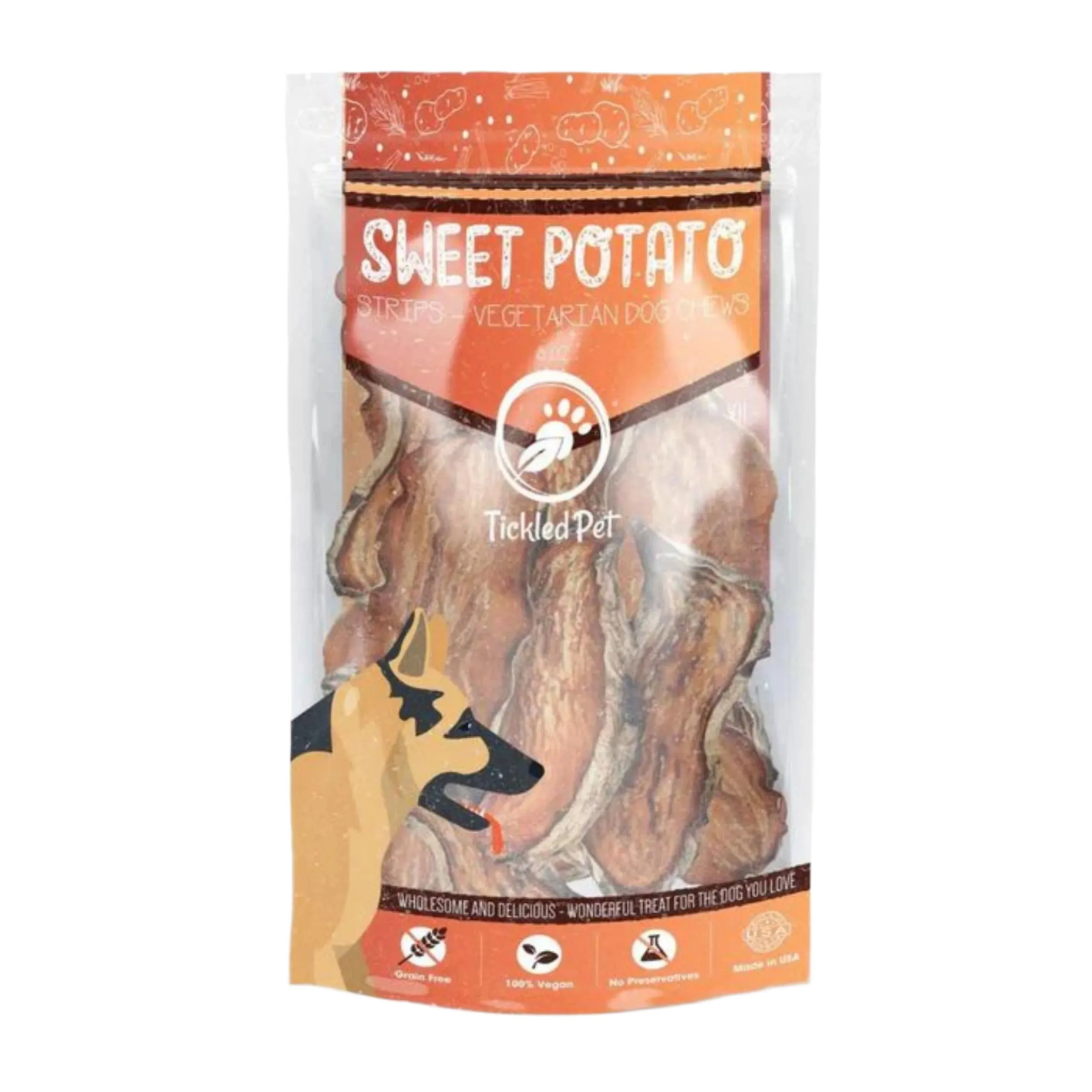 Tickled Pet Dog Sweet Potato Chews Strips 8oz