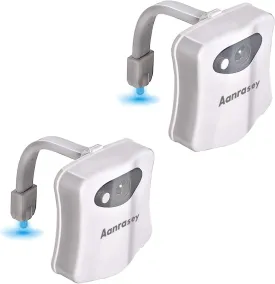 Toilet Night Light, Toilet Bowl Light, Motion Sensor Activated LED Night Light, 8-Color Toilet Light up for Bathroom Decor, Kids Bathroom Set Cool Stuff (2 Pack)