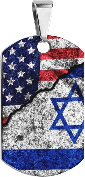 USA and Israel on A Cracked Stainless Steel Pet ID Tags Custom Cats Dog Tags Lightweight Sturdy Cute Dog Tags