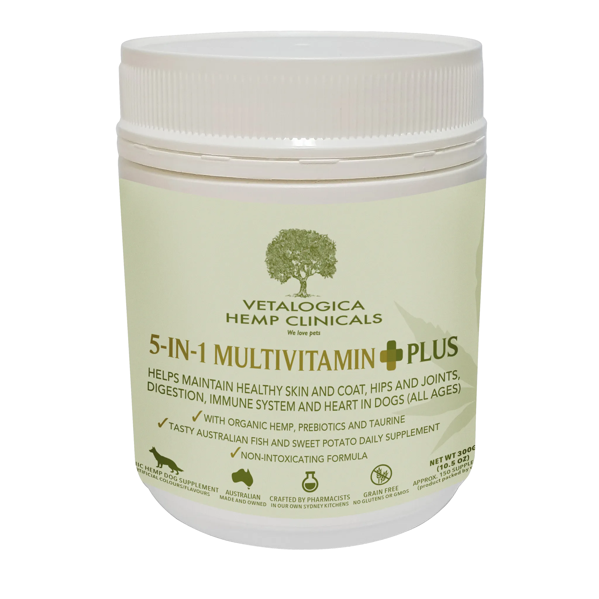 Vetalogica Hemp Clinicals 5-IN-1 Multivitamin Plus Supplements for Dogs 300g