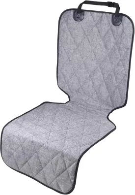 VIVAGLORY Front Dog Seat Covers, 1PACK No-Skirt Design 4 Layers Quilted & Durable 600 Denier Oxford Dog Seat Cover with Anti-Slip Backing for Most Cars, SUVs & MPVs, Heather Black