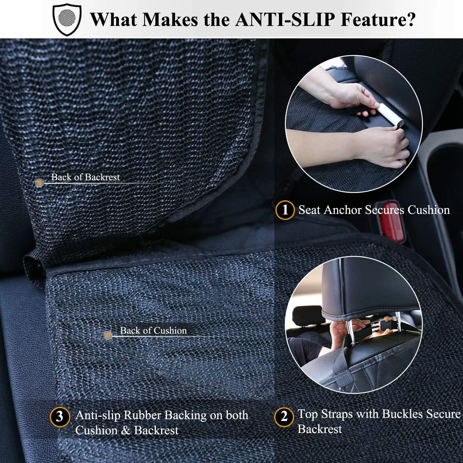 VIVAGLORY Front Dog Seat Covers, 1PACK No-Skirt Design 4 Layers Quilted & Durable 600 Denier Oxford Dog Seat Cover with Anti-Slip Backing for Most Cars, SUVs & MPVs, Heather Black