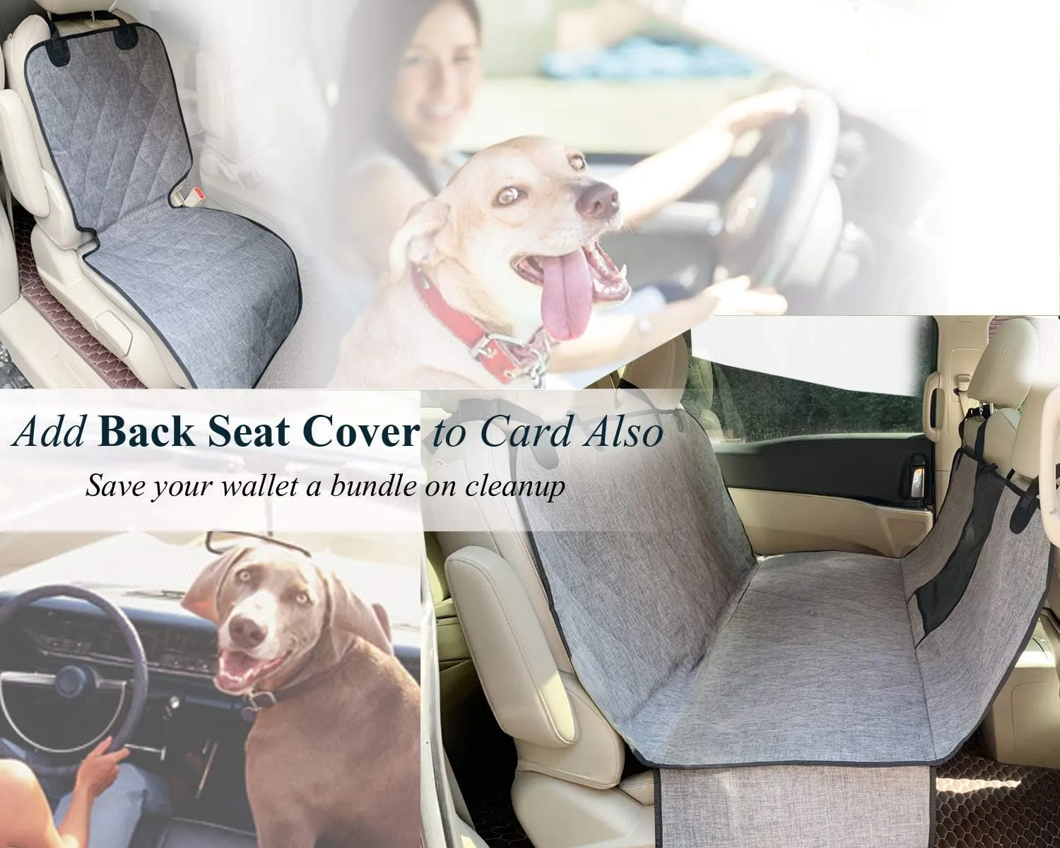 VIVAGLORY Front Dog Seat Covers, 1PACK No-Skirt Design 4 Layers Quilted & Durable 600 Denier Oxford Dog Seat Cover with Anti-Slip Backing for Most Cars, SUVs & MPVs, Heather Black