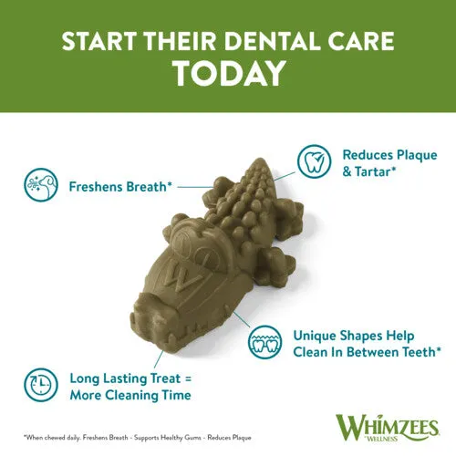 Whimzees Alligator 69mm Small Dental Dog Chew Treat Pack 24 Pack