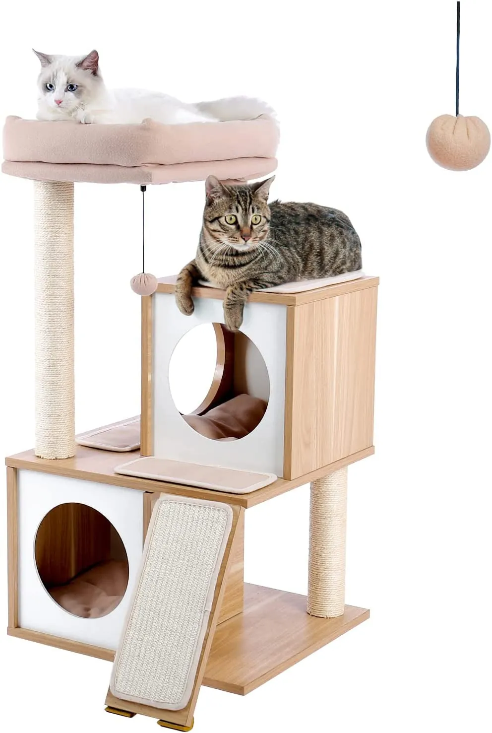 Wooden Cat Tower with Double Condos